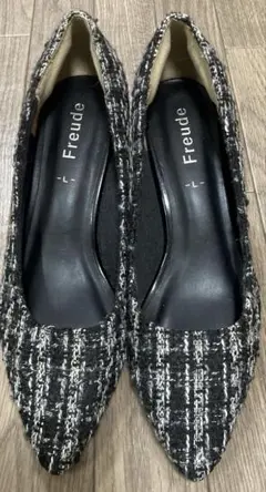 新品未使用　モノトーン　チェック柄パンプス