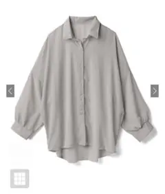 【新品】シアーシャツ グレージュ ボリュームスリーブ 無地 長袖
