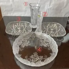 ★昭和レトロ クリスタルガラス製品4種【＊】
