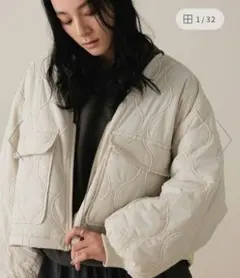 ローリーズファーム　アイボリー　 キルティングショートブルゾン