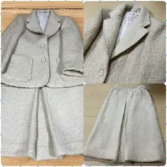 昭和レトロ70sオフホワイト ジャケットスカートセットアップ 古着ヴィンテージ