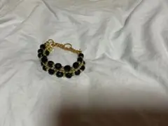 犬用品ハンドメイド⭐️黒と金のビーズ首輪　チョウカー⭐️