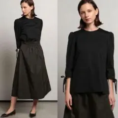 ✨極美品✨セオリーリュクス☆洗える バンドカラー ボリュームスリーブ 