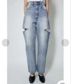 moussy THIGH SLIT LOOSE STRAIGHT