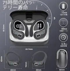 イヤホン 耳掛け ワイヤレスイヤホンBluetooth5.4 緑