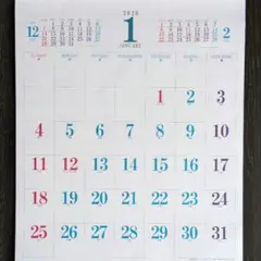 【2026年★新色カレンダー★大判壁掛け】 月ごと 日曜始まり 六曜入り メモ◎