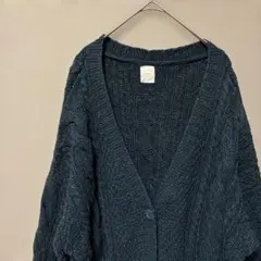 インザグルーヴ　ケーブルニットカーディガン(F)ローゲージＶネックゆったり大きめ