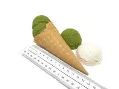 【食品サンプル】抹茶ダブルコーンアイス＋アイス単品2個（抹茶・バニラ）セット