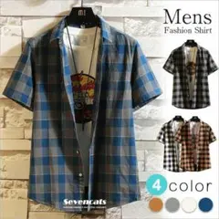 LD379チェックシャツ メンズ 半袖シャツ ネルシャツ カジュアル