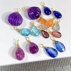 サービス品＊天然石の豪華なチャームアソートy42