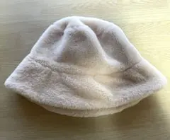 帽子 ボアバケットハット フェイクファー もこもこ 防寒 ベージュ ホワイト