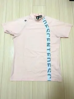 【美品】デサントゴルフ 半袖 モックネックシャツ メンズL ピンク
