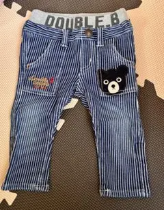 DOUBLE.B ストライプパンツ クマ刺繍付き80