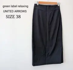 グリーンレーベルリラクシング ハイウエスト タイトスカート 38 ネイビー M