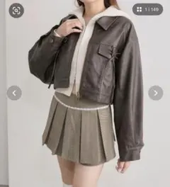 OLIVE des OLIVE ダブルリボンエコレザーブルゾン