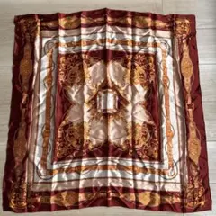 大判スカーフ　ワインカラー&ホワイト