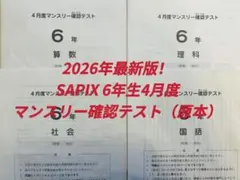 2026年最新版！SAPIX 6年生6月マンスリーテスト（原本） - メルカリ
