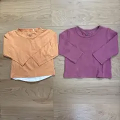 オレンジ・ピンク 長袖カットソー 80センチ　2点まとめ売り