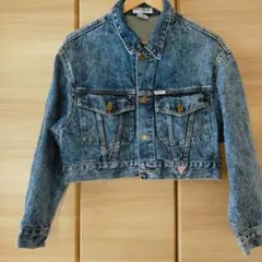 00s 【USA製】GUESS ヴィンテージ デニムジャケット S ショート丈