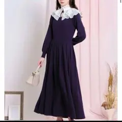 新品未開封 フリルビックカラー付き２ＷＡＹニットワンピース