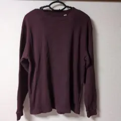 SALE！長袖 ワッフルカットソー ボルドー Lサイズ