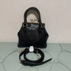 MARY QUANT パールガマ口 2WAYミニトート マリークワント ブラック