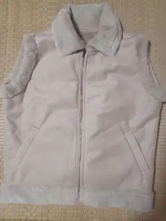 フリースジップアップベスト 薄いベージュ