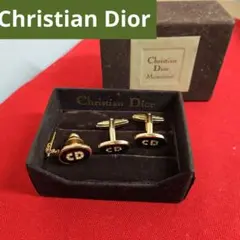 極美品✨クリスチャンディオール✨CDロゴ✨カフス✨タイタック✨ゴールド✨箱付き 極美品✨クリスチャンディオール✨CDロゴ✨カフス✨タイタック