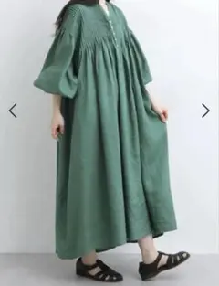 フラフラ☆ガール 様専用08Mab ピンタックワンピース　ジェードグリーン