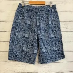 ユニクロ キッズ レインスプーナー 紺 総柄ハーフパンツ 綿100％ 夏用定番品