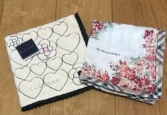 バーバリーハンカチ1枚CLATHAS ハート花柄タオルハンカチ