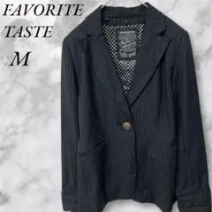 FAVORITE TASTE　テーラードジャケット　ピンストライプ　M　ブラック
