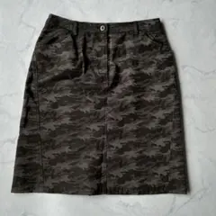 fuerte 迷彩柄 パッチワーク風 スカート カモフラ柄 サイズ36 ひざ丈