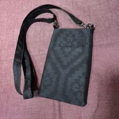 大島紬　着物リメイク　スマホショルダー　サコッシュ