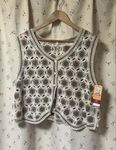 しまむら. レースベスト ビスチェ　ニット　刺繍　3L 新品