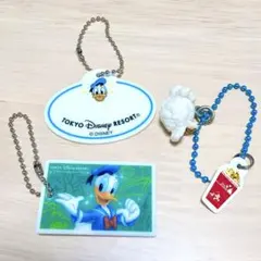 ディズニー ドナルド キーチェーン ネームタグ チケット ポップコーン