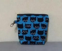 【ハンドメイド】猫柄ふんわりミニポーチ