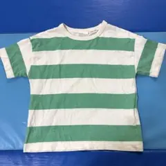 ZARA ザラ　グリーン×ホワイト ボーダーTシャツ　100cm