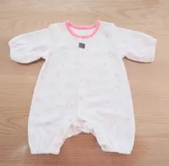 ベビー　花柄　フリースロンパース 50-60cm　ピンク