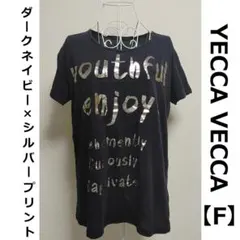 YECCA VECCA F L LL ネイビー 薄手 半袖 Tシャツ 英字 夏物のサムネイル