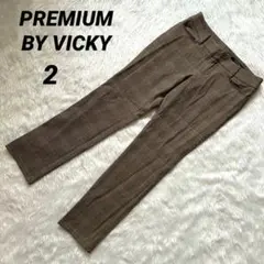 【プレミアムバイビッキー】チェック柄パンツ 美品 テーパード ストレッチありのサムネイル