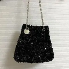 【2WAY】スパンコール巾着ミニショルダーバッグ　ブラック　出品4/30まで