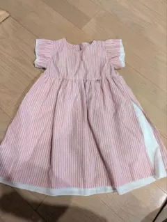 BEBEキッズ 半袖ワンピース 100cm ピンク ストライプのサムネイル