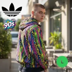 w*g様 【超激レア】adidas デサント製　ナイロンジャケット Lサイズ　カ