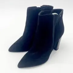 DIANA ショートブーツ スエード サイドゴア ポインテッドトゥ ブラック