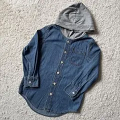 GAP フード付きデニムシャツ S／120サイズ 美品