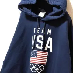 アウタースタッフチームUSAオリンピック スウェットパーカーネイビー紺色L古着