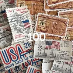 おしゃれな外国切手　アメリカ　4種　100枚　海外切手　紙もの　ヴィンテージ