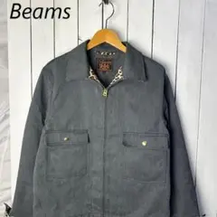 Beams レオパードスレーキ ツイルワークジャケット ジップブルゾン L