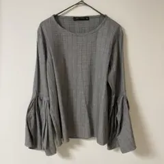 ZARA WOMAN 千鳥格子柄 オーバーブラウス フレアスリーブ